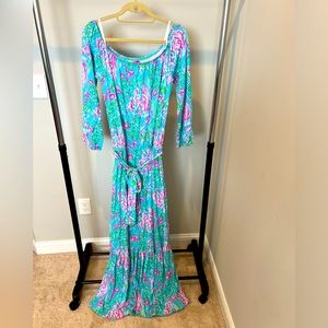 Lilly Pulitzer Odella Off Shoulder Maxi- sz L EUC